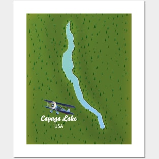 Cayuga Lake USA map Posters and Art